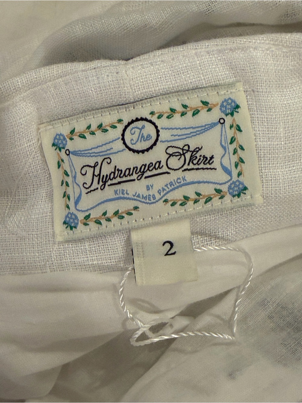 Kiel James Patrick Hydrangea Embroidered Linen Skirt in White - Picture 9 of 9